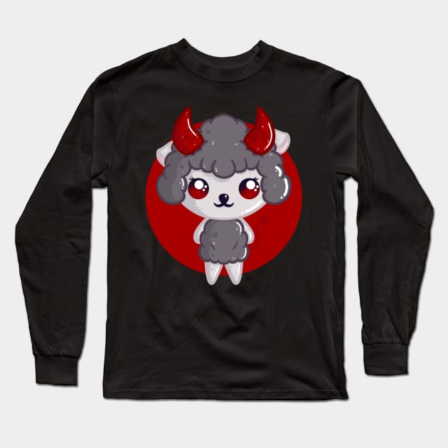 Cute Little Devil Sheep Long Sleeve T-Shirt by LittleBearBlue